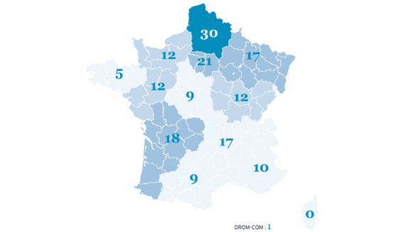 Répartition des implantation sur le territoire métropolitain - source SP2C 2024